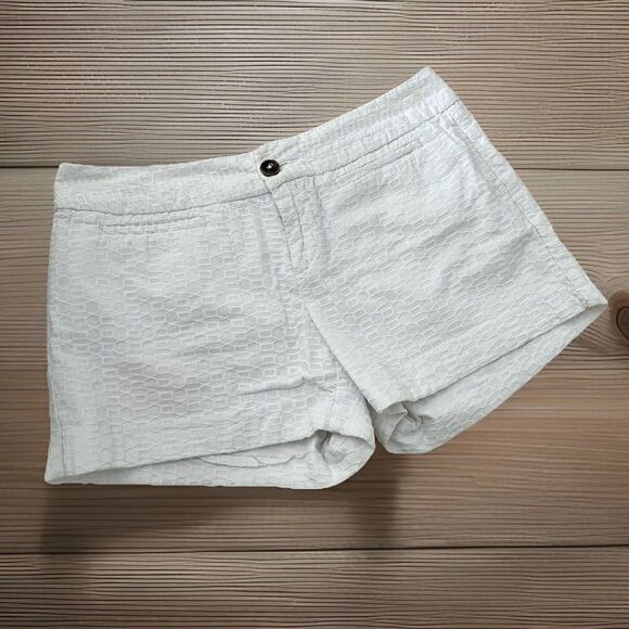 Banana Republic Chino Shorts Size 4 Embroidered White Cotton Welt Pockets - Picture 1 of 8